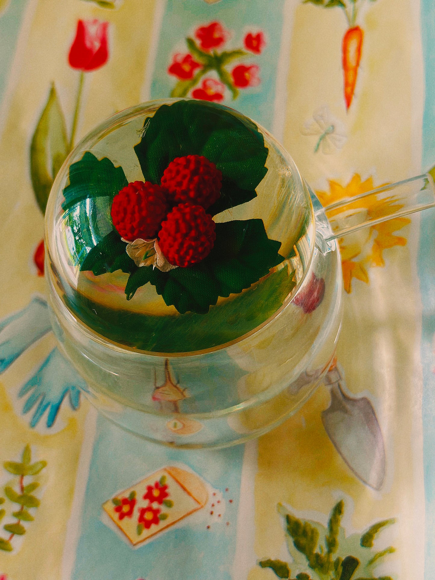 Vintage Lucite Sugar Jar with Domed Raspberry Lid & Spoon