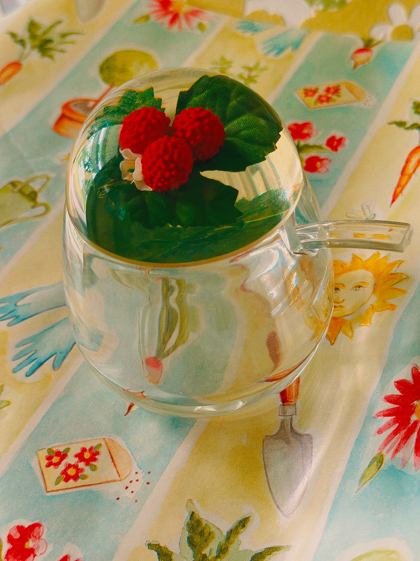 Vintage Lucite Sugar Jar with Domed Raspberry Lid & Spoon