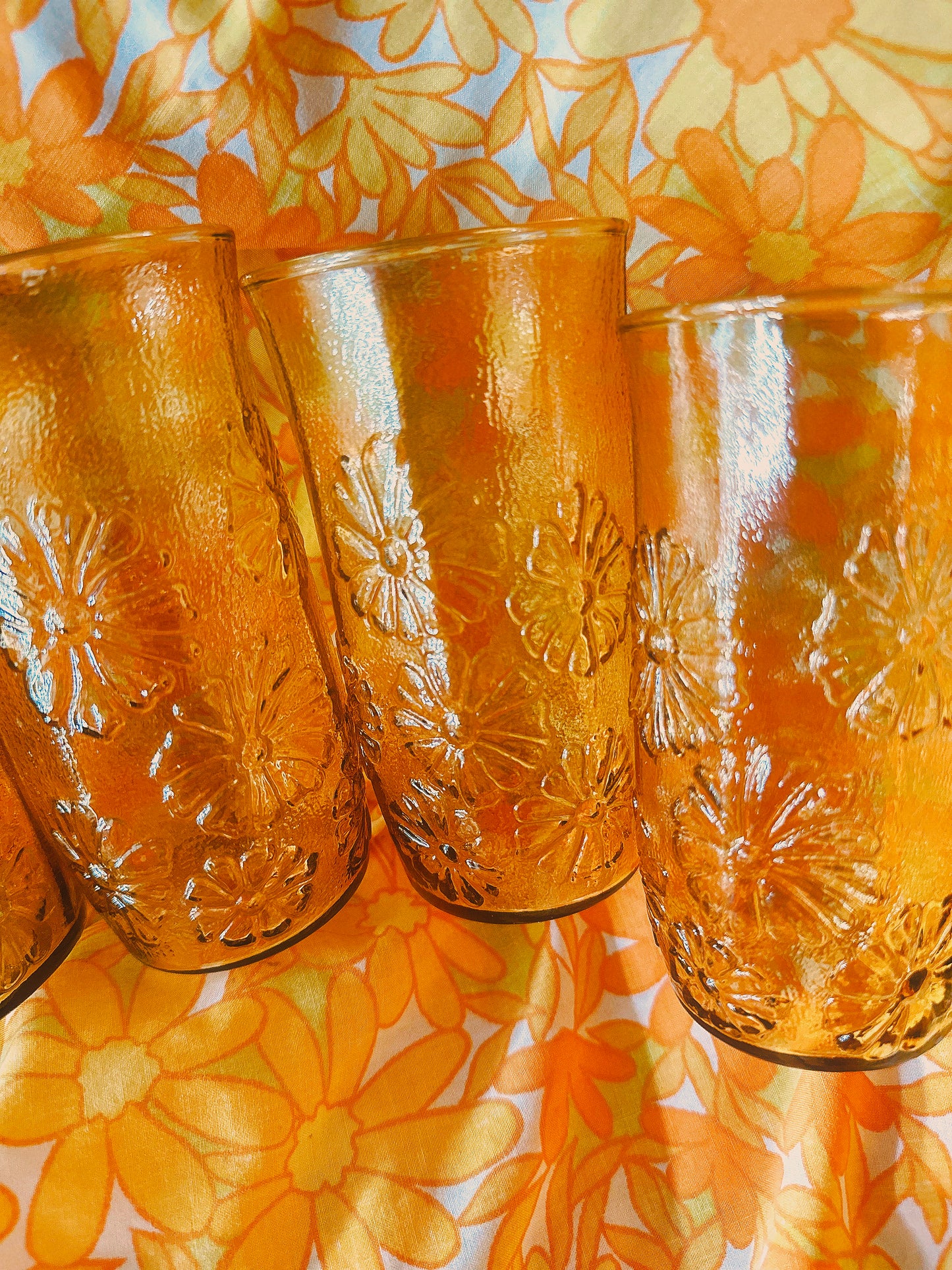 Spring Song Daisy Amber Juice Glasses 🌼✨