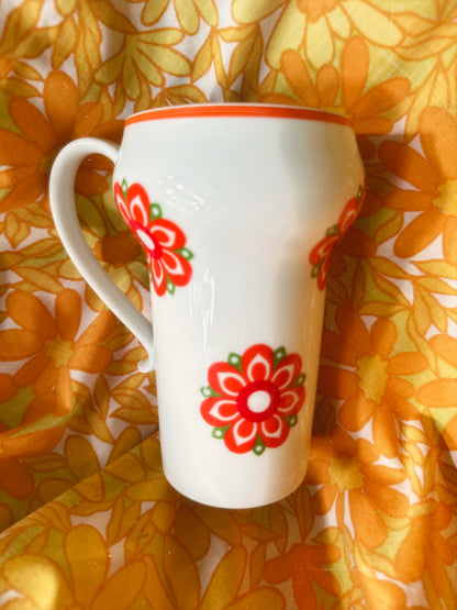 Vintage 60’s Mod Floral Tall Soda Mug