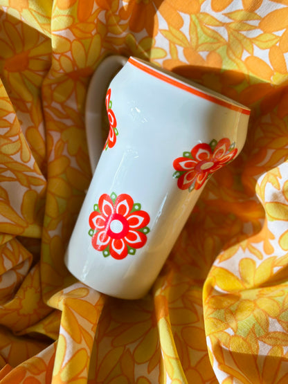 Vintage 60’s Mod Floral Tall Soda Mug