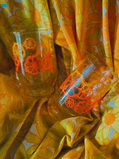 Set of 2 Vintage Libbey Retro Orange Stackable Small Juice/Shot Glasses 🍊✨