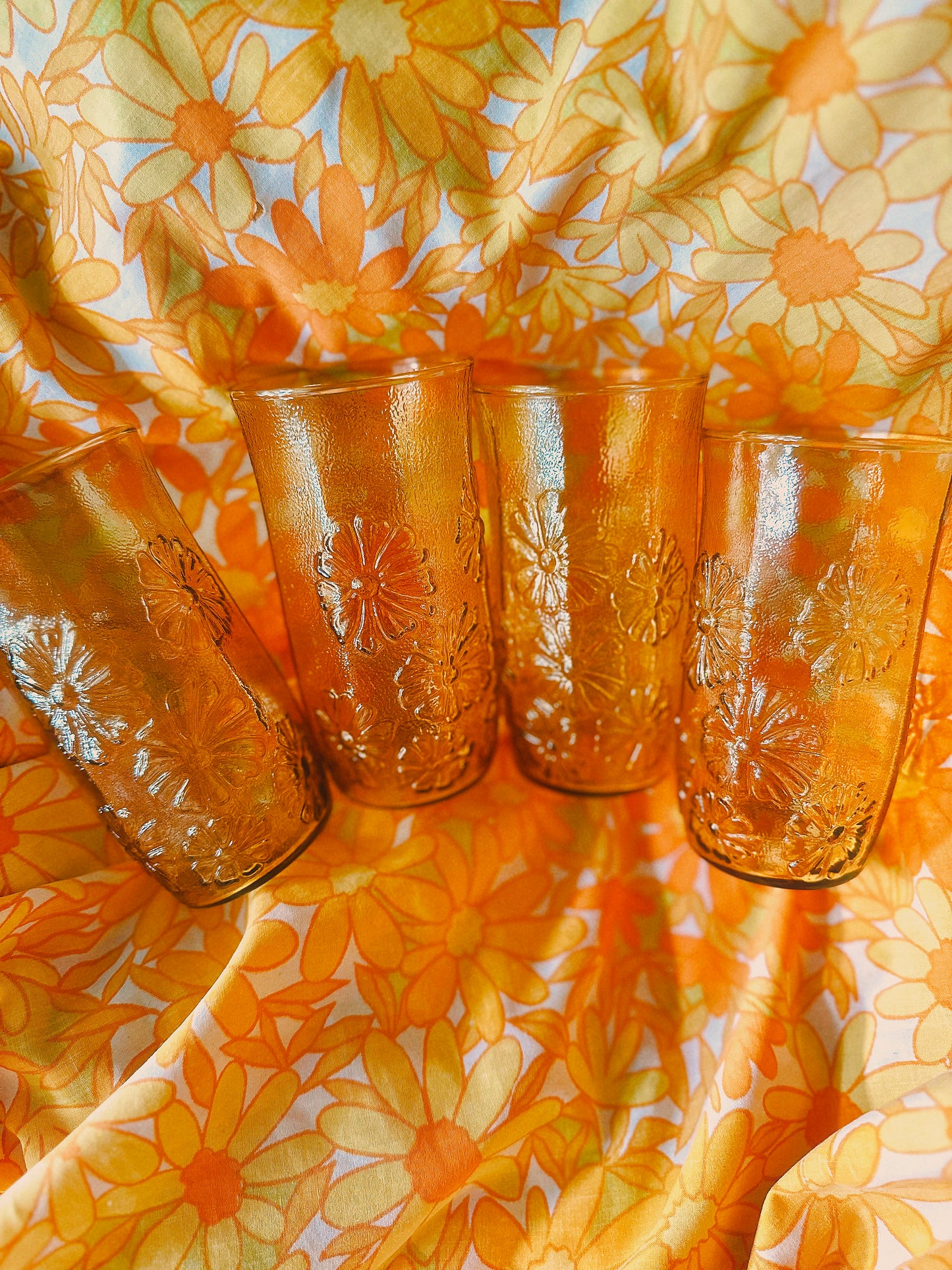 Spring Song Daisy Amber Juice Glasses 🌼✨