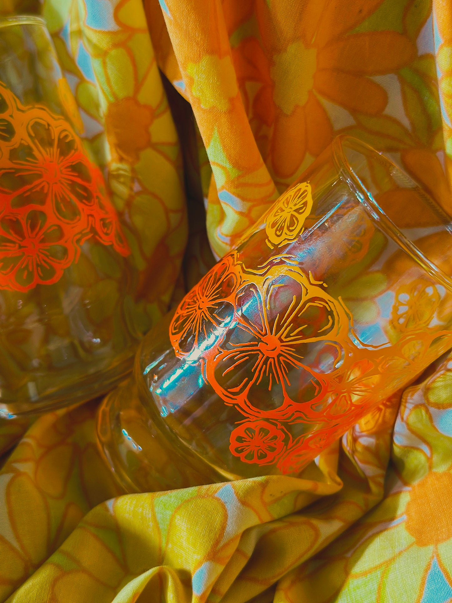 Set of 2 Vintage Libbey Retro Orange Stackable Small Juice/Shot Glasses 🍊✨