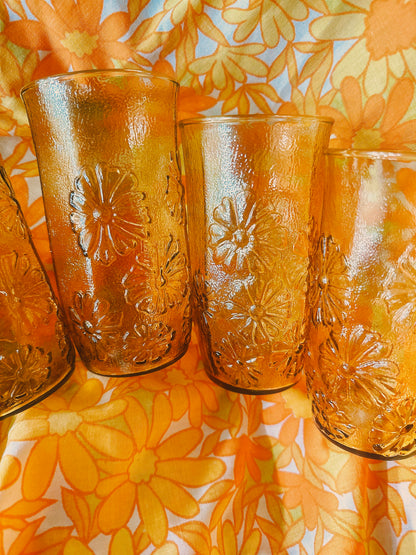 Spring Song Daisy Amber Juice Glasses 🌼✨