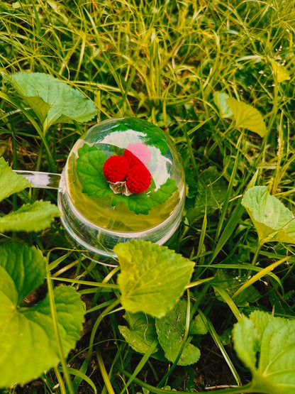 Vintage Lucite Sugar Jar with Domed Raspberry Lid & Spoon