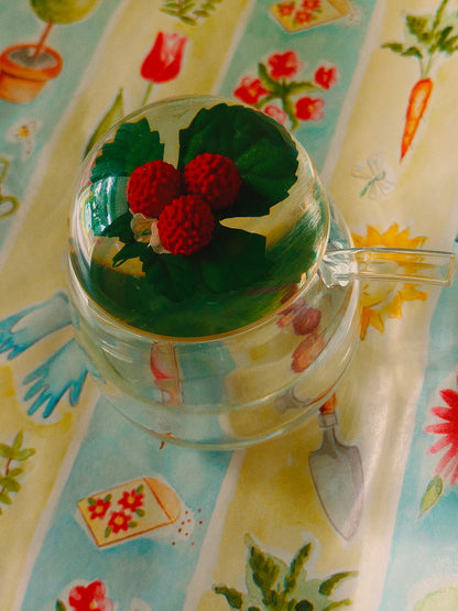 Vintage Lucite Sugar Jar with Domed Raspberry Lid & Spoon
