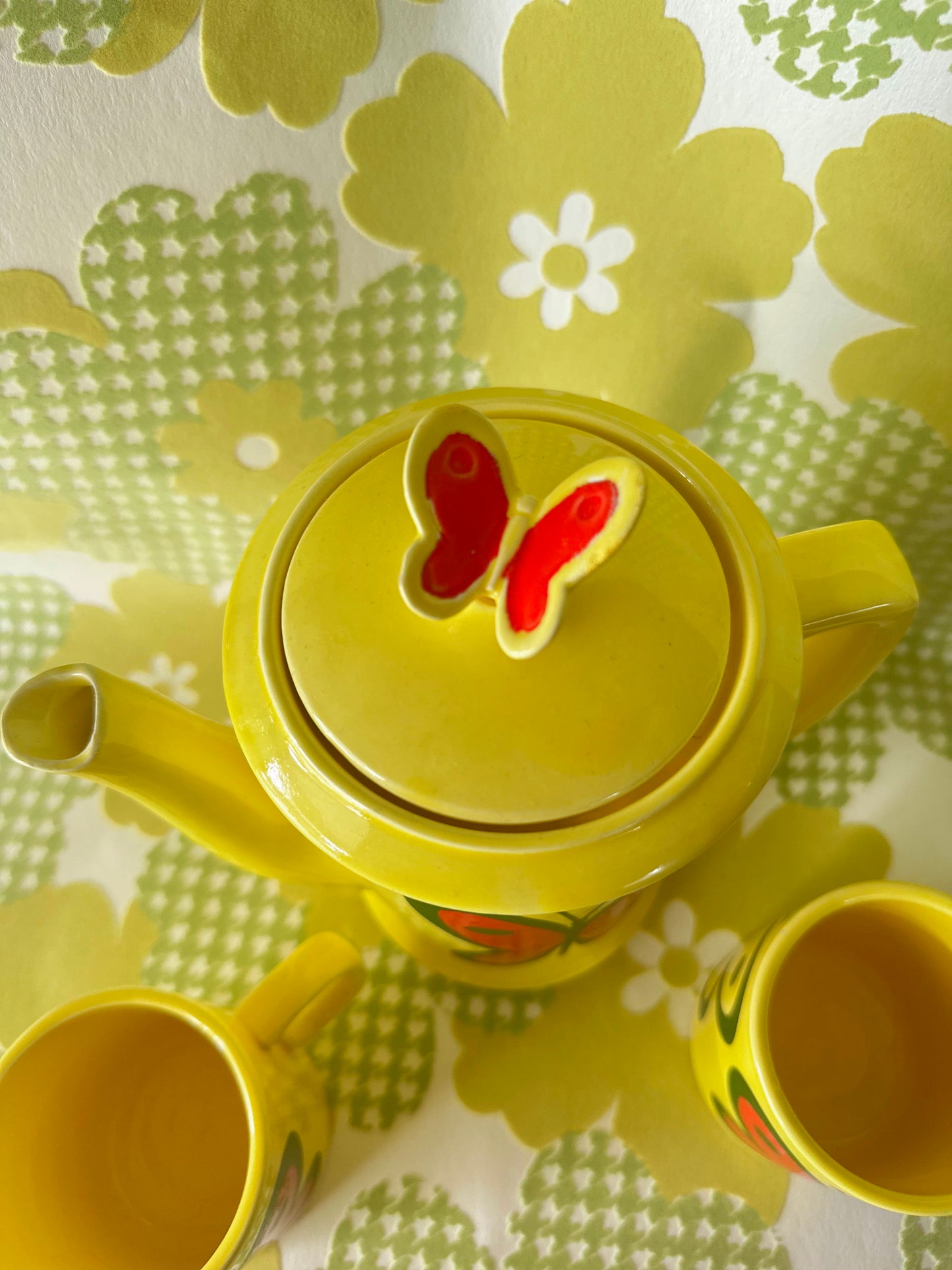 Rare Vintage Japan 1970s Mod Butterfly Tea Set 🦋💛 FREE SHIPPING