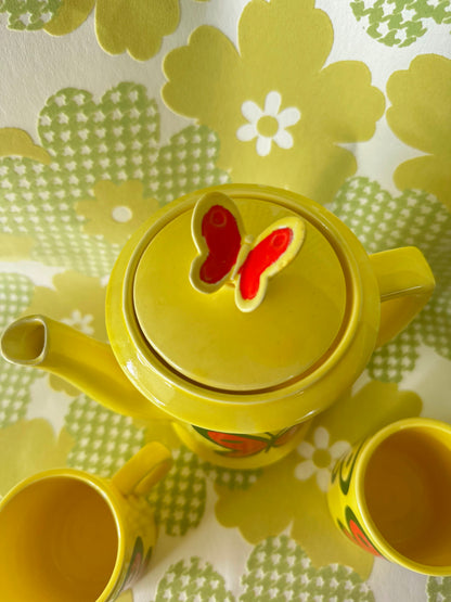 Rare Vintage Japan 1970s Mod Butterfly Tea Set 🦋💛 FREE SHIPPING