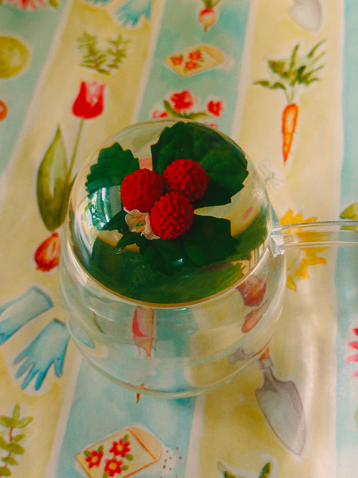 Vintage Lucite Sugar Jar with Domed Raspberry Lid & Spoon