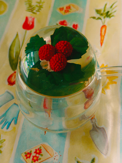 Vintage Lucite Sugar Jar with Domed Raspberry Lid & Spoon