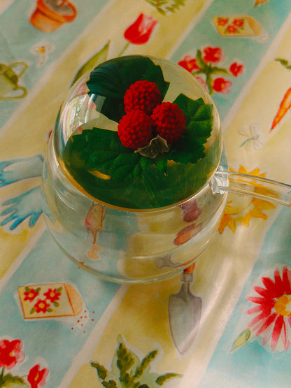 Vintage Lucite Sugar Jar with Domed Raspberry Lid & Spoon