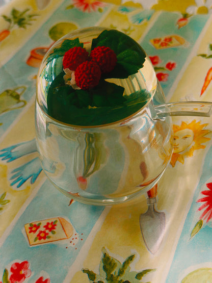 Vintage Lucite Sugar Jar with Domed Raspberry Lid & Spoon