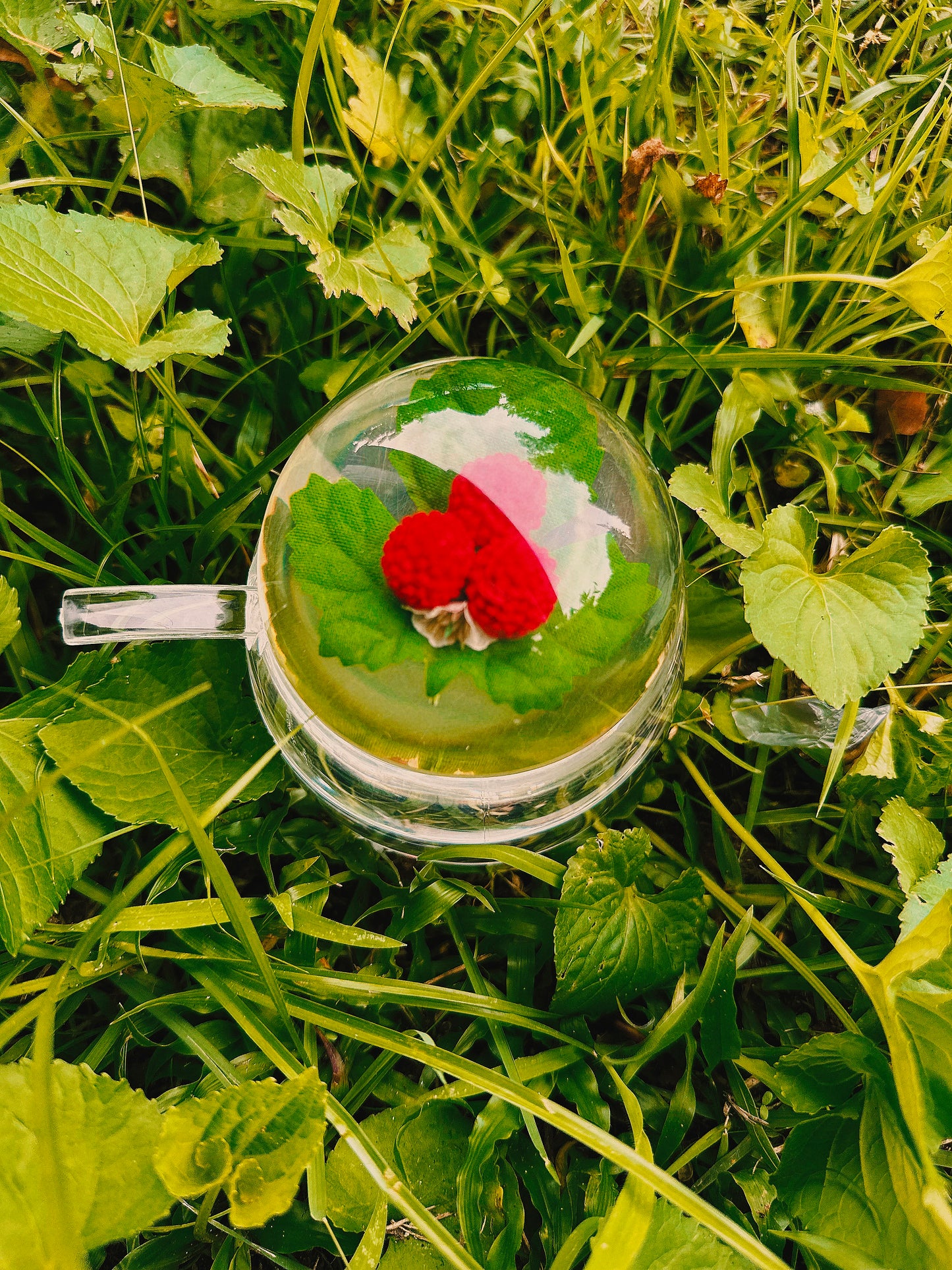 Vintage Lucite Sugar Jar with Domed Raspberry Lid & Spoon