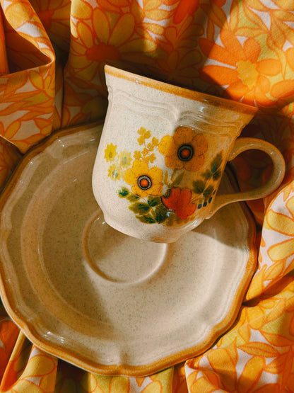 Vintage Mikasa Garden Club Tea Cup & Scalloped Saucer Set