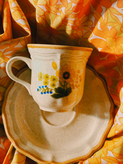 Vintage Mikasa Garden Club Tea Cup & Scalloped Saucer Set