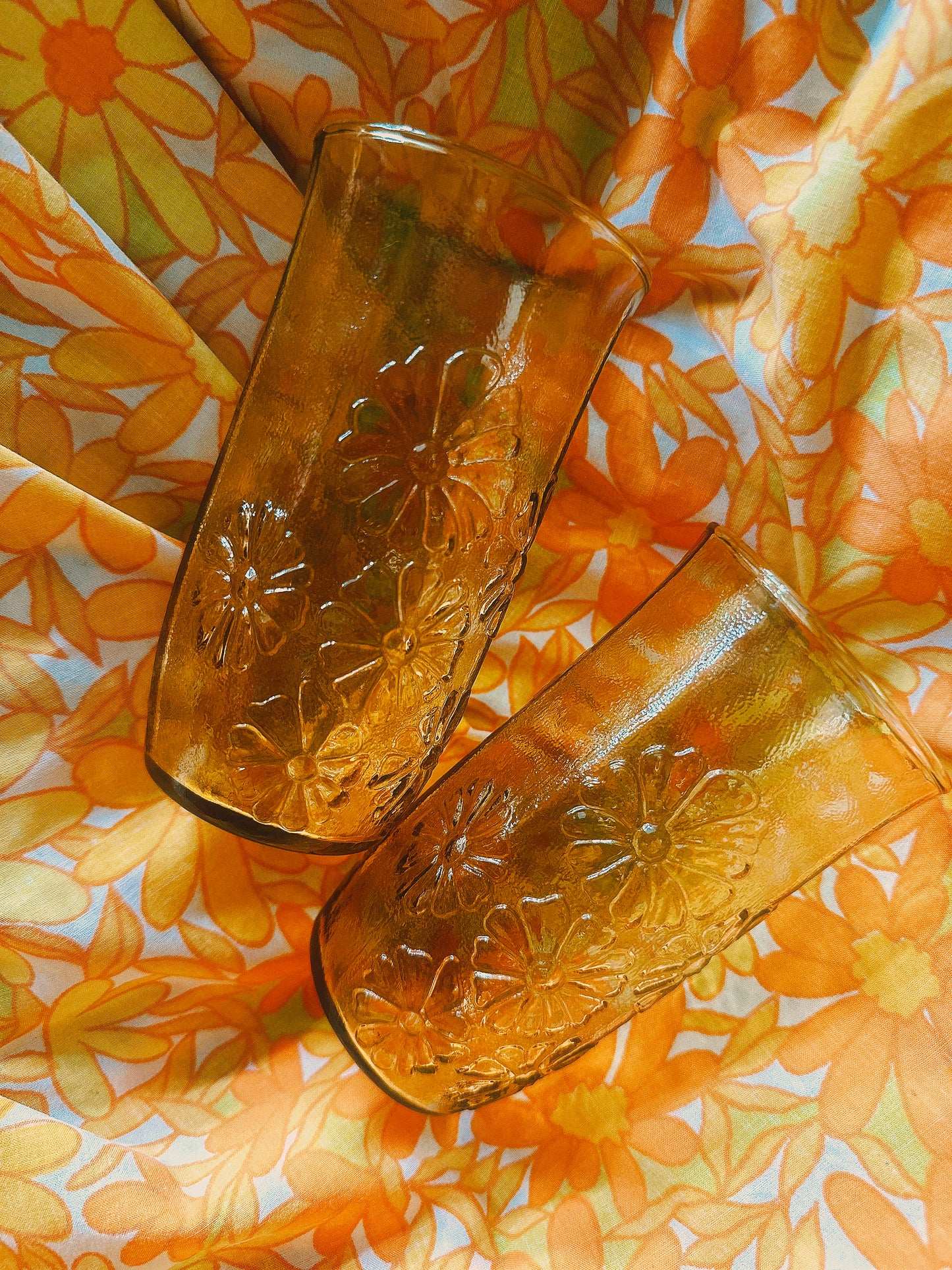 Spring Song Daisy Amber Juice Glasses 🌼✨
