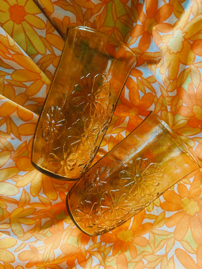 Spring Song Daisy Amber Juice Glasses 🌼✨