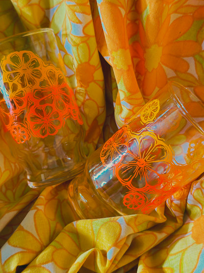 Set of 2 Vintage Libbey Retro Orange Stackable Small Juice/Shot Glasses 🍊✨