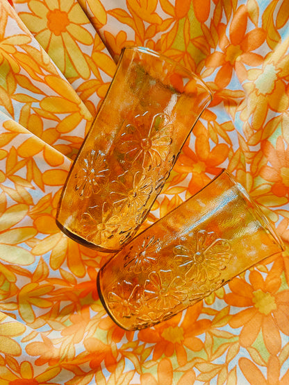Spring Song Daisy Amber Juice Glasses 🌼✨